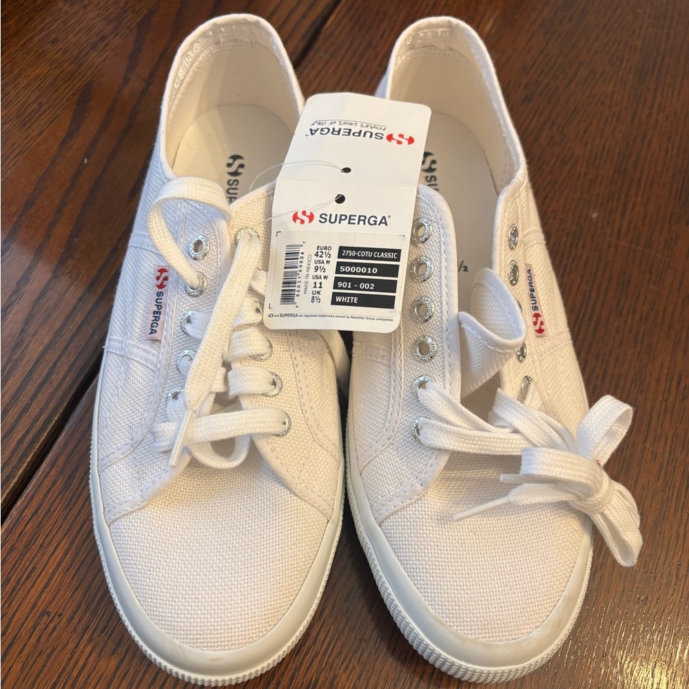 NWT SUPERGA White 2750 Cotu Classic Sneakers Womens Size 11 Mens Size 9.5